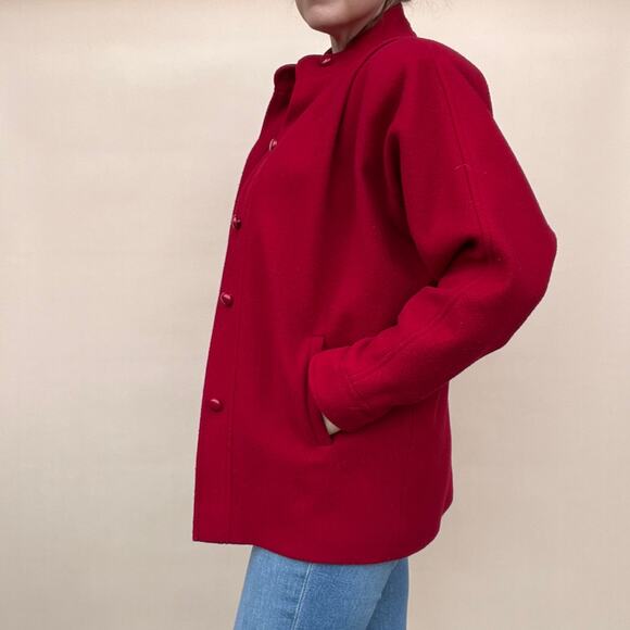 Vintage 1970's Wool Red Jacket, button up, Size 6 M - Picture 2 of 16